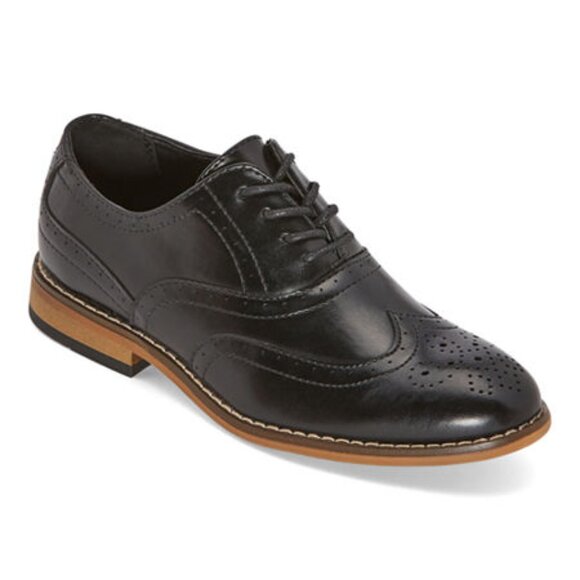 NIB Stacy Adams Little Boy Dunbar Wingtip Oxford Shoe - Black SIZE 3